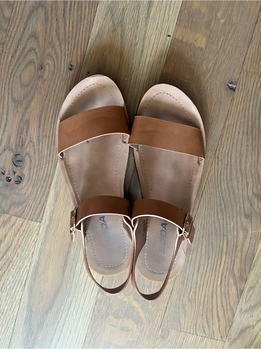 Soda Classic Brown Women's Leather Slingback Sandals